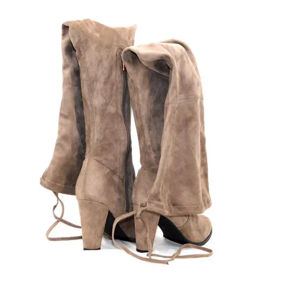 Catherine Malandrino "Sorcha" Taupe Over the Knee Boots - Picture 7 of 13